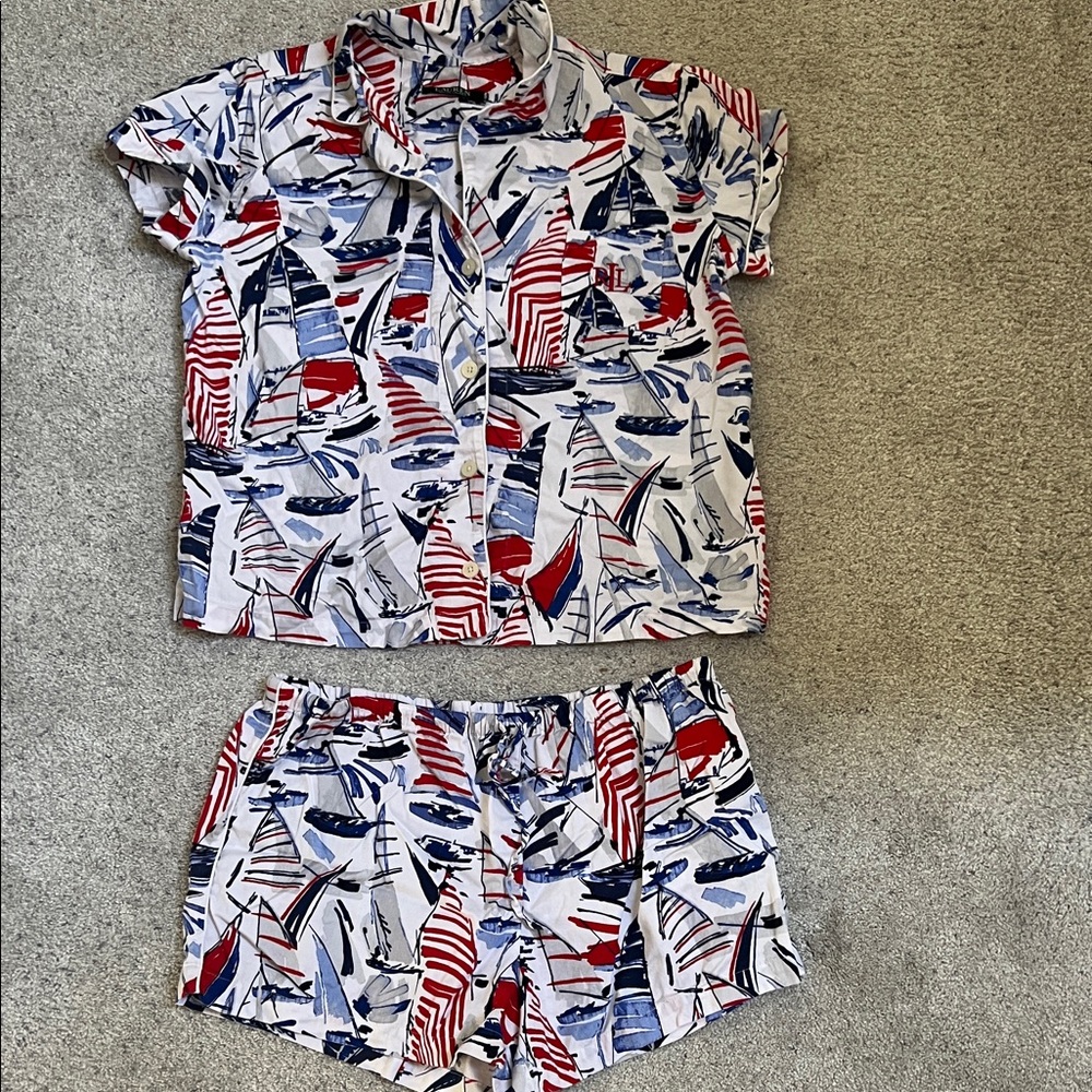 Ralph Lauren Nautical Womens Pajama Set - Red, Blue, White